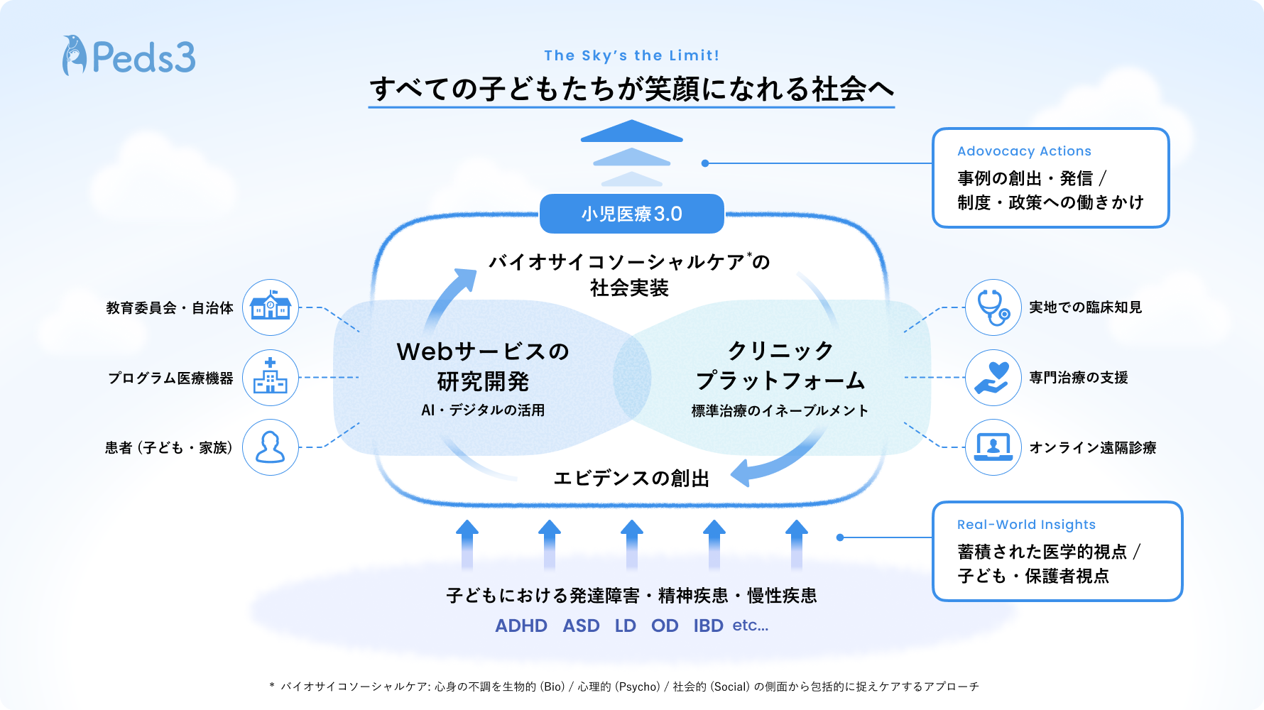 Peds3の目指す未来像:Webサービスの研究開発とクリニックプラットフォームを両輪に、バイオサイコソーシャルケアの社会実装を目指す
